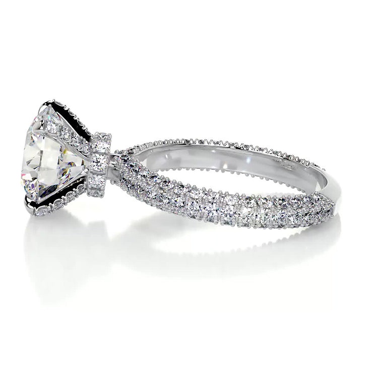 Engagement Ring 3 Carat Round Cut Lab Diamond Pave Band