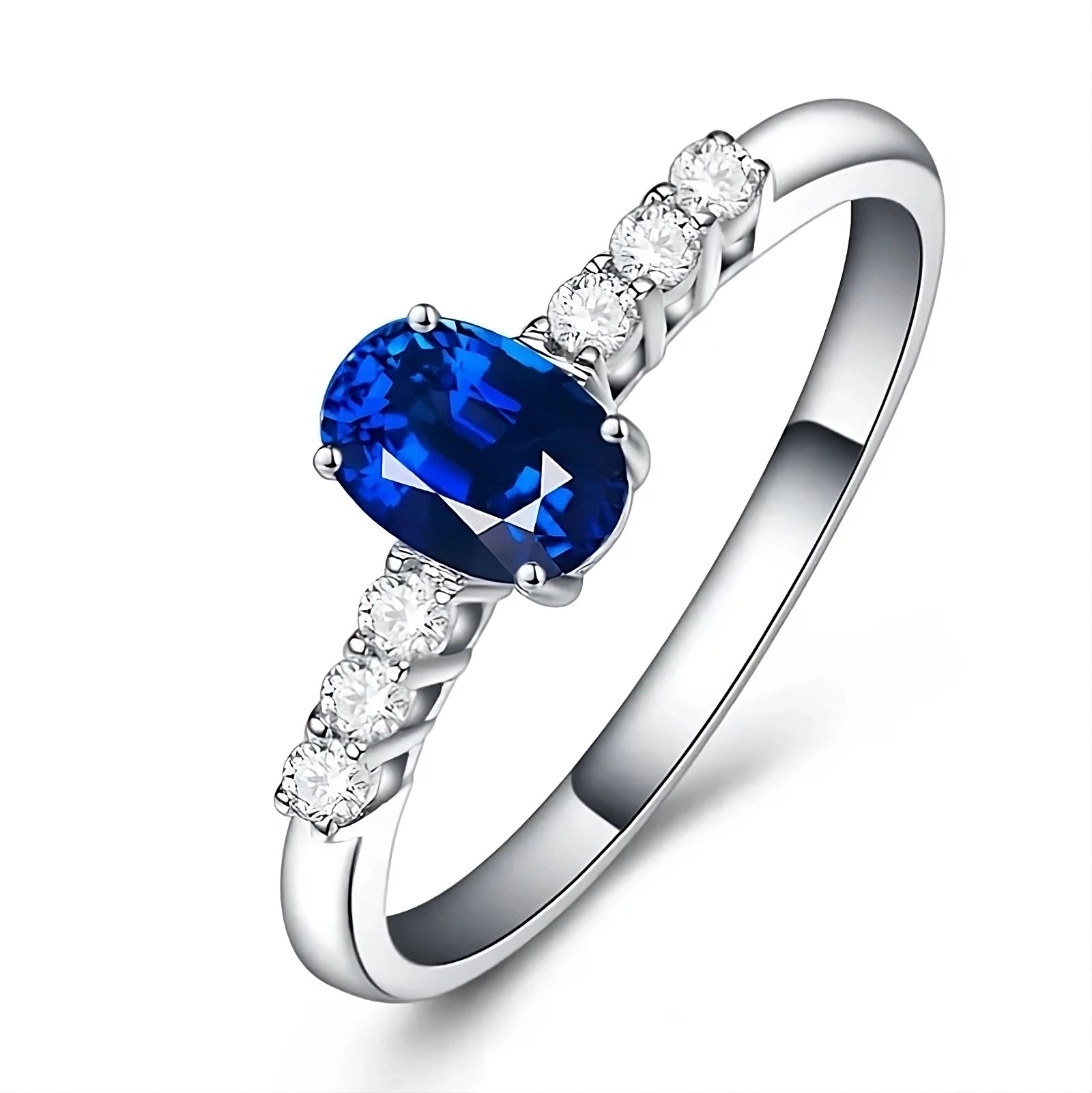 Blue Sapphire Ring in 18k Gold - White, Trilogy - eClarity | Diamonds and  Gemstone Engagement Rings, Bespoke Wedding Bands and Bridal Jewellery